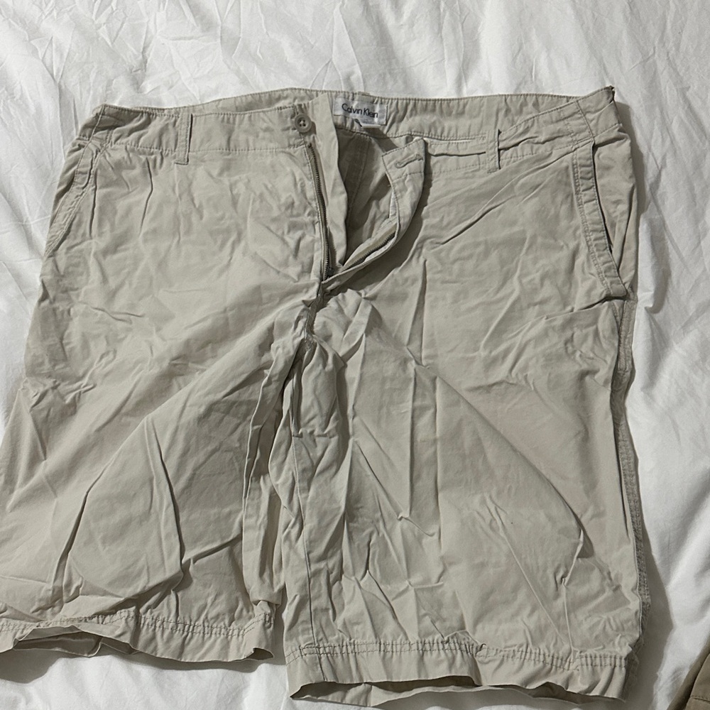 Calvin Klein Men's Beige Flat Front Shorts 40